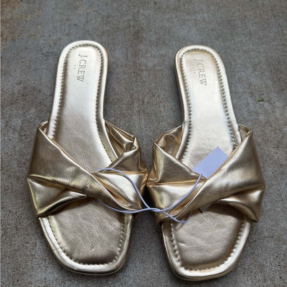 J. Crew Metallic Gold Women's Slide Sandals NWT
